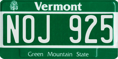 VT license plate NOJ925