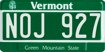 VT license plate NOJ927