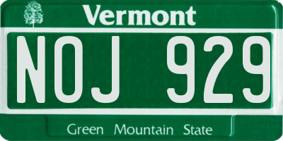VT license plate NOJ929