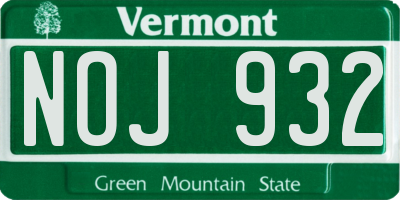 VT license plate NOJ932