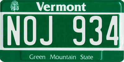VT license plate NOJ934