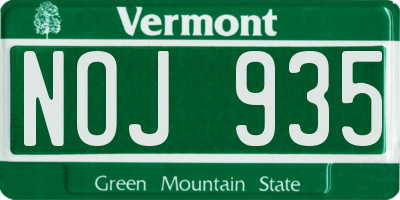 VT license plate NOJ935