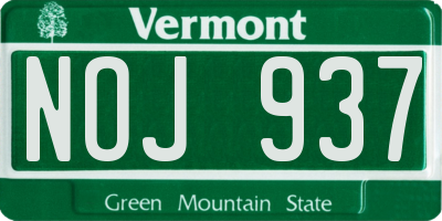 VT license plate NOJ937