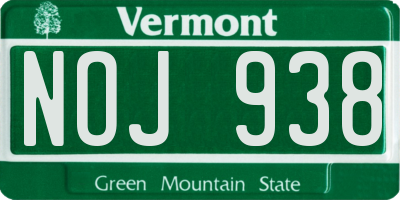 VT license plate NOJ938