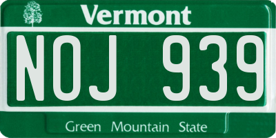 VT license plate NOJ939