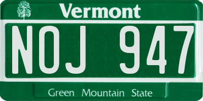 VT license plate NOJ947