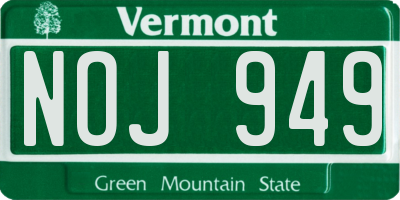 VT license plate NOJ949