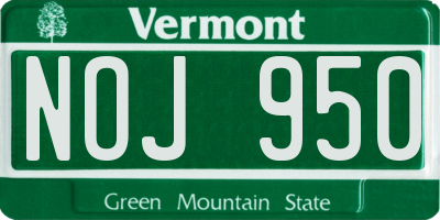 VT license plate NOJ950