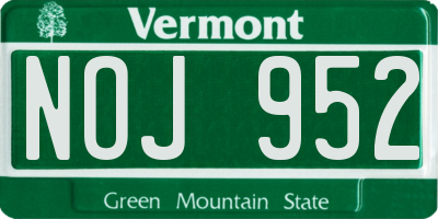VT license plate NOJ952