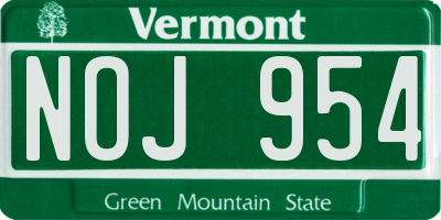 VT license plate NOJ954