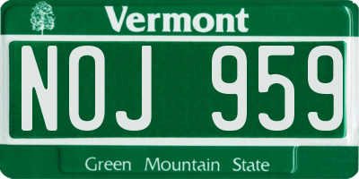 VT license plate NOJ959