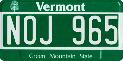 VT license plate NOJ965