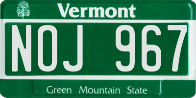 VT license plate NOJ967