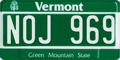 VT license plate NOJ969
