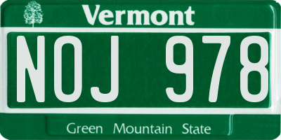 VT license plate NOJ978