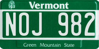 VT license plate NOJ982