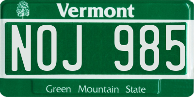 VT license plate NOJ985