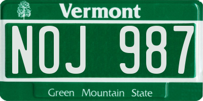 VT license plate NOJ987