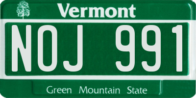 VT license plate NOJ991