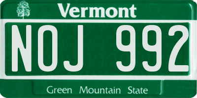 VT license plate NOJ992