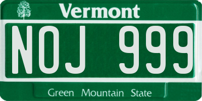 VT license plate NOJ999