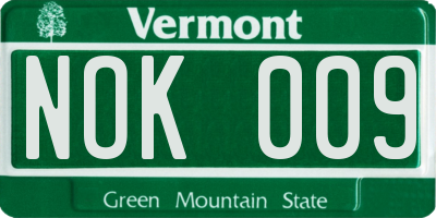 VT license plate NOK009