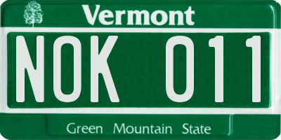 VT license plate NOK011