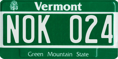VT license plate NOK024