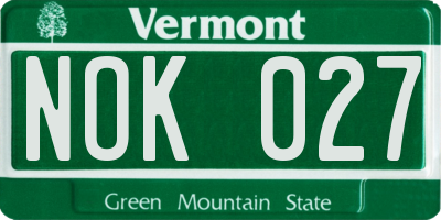 VT license plate NOK027