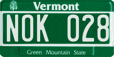 VT license plate NOK028