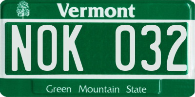 VT license plate NOK032