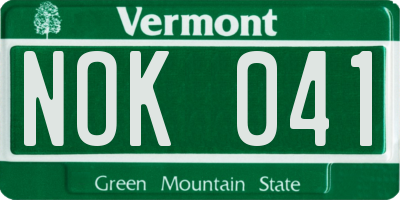 VT license plate NOK041