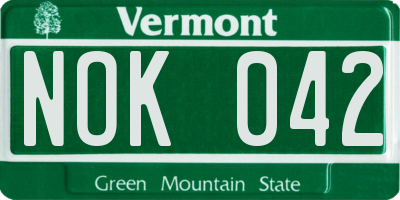 VT license plate NOK042