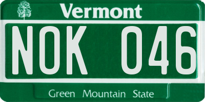 VT license plate NOK046