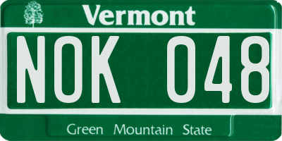 VT license plate NOK048