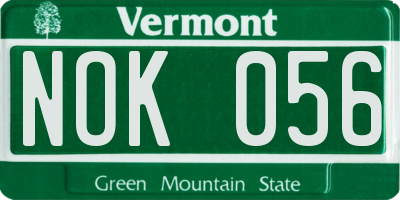 VT license plate NOK056