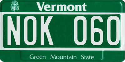 VT license plate NOK060