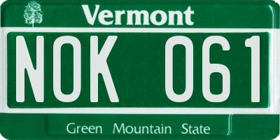 VT license plate NOK061