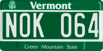 VT license plate NOK064
