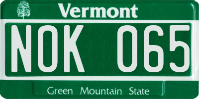 VT license plate NOK065