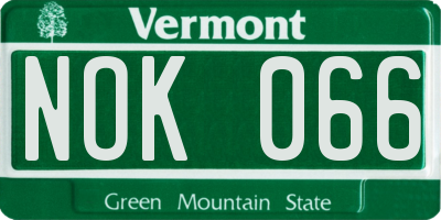 VT license plate NOK066