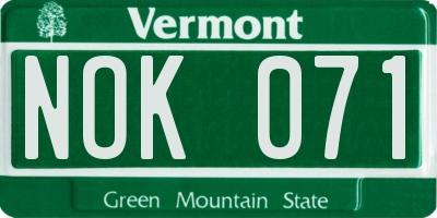 VT license plate NOK071