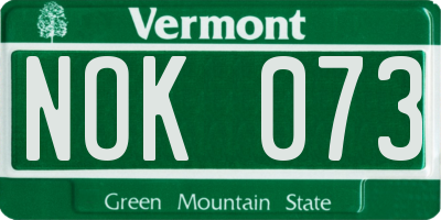 VT license plate NOK073