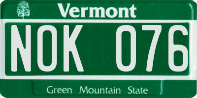 VT license plate NOK076