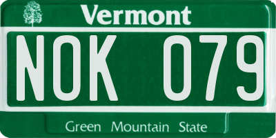 VT license plate NOK079