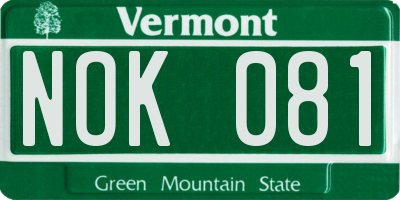VT license plate NOK081