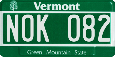VT license plate NOK082