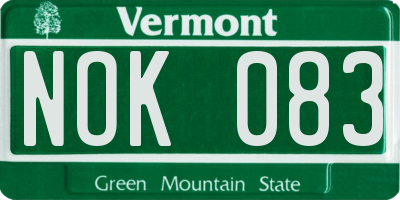 VT license plate NOK083