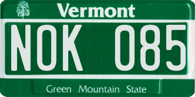 VT license plate NOK085
