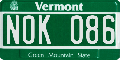 VT license plate NOK086